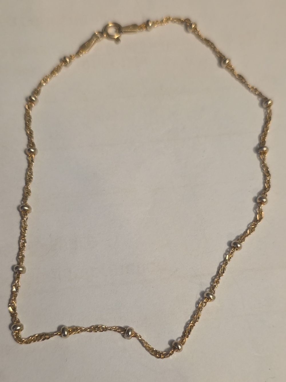 Danecraft .925 Silver Anklet with Yellow Gold  10 inches